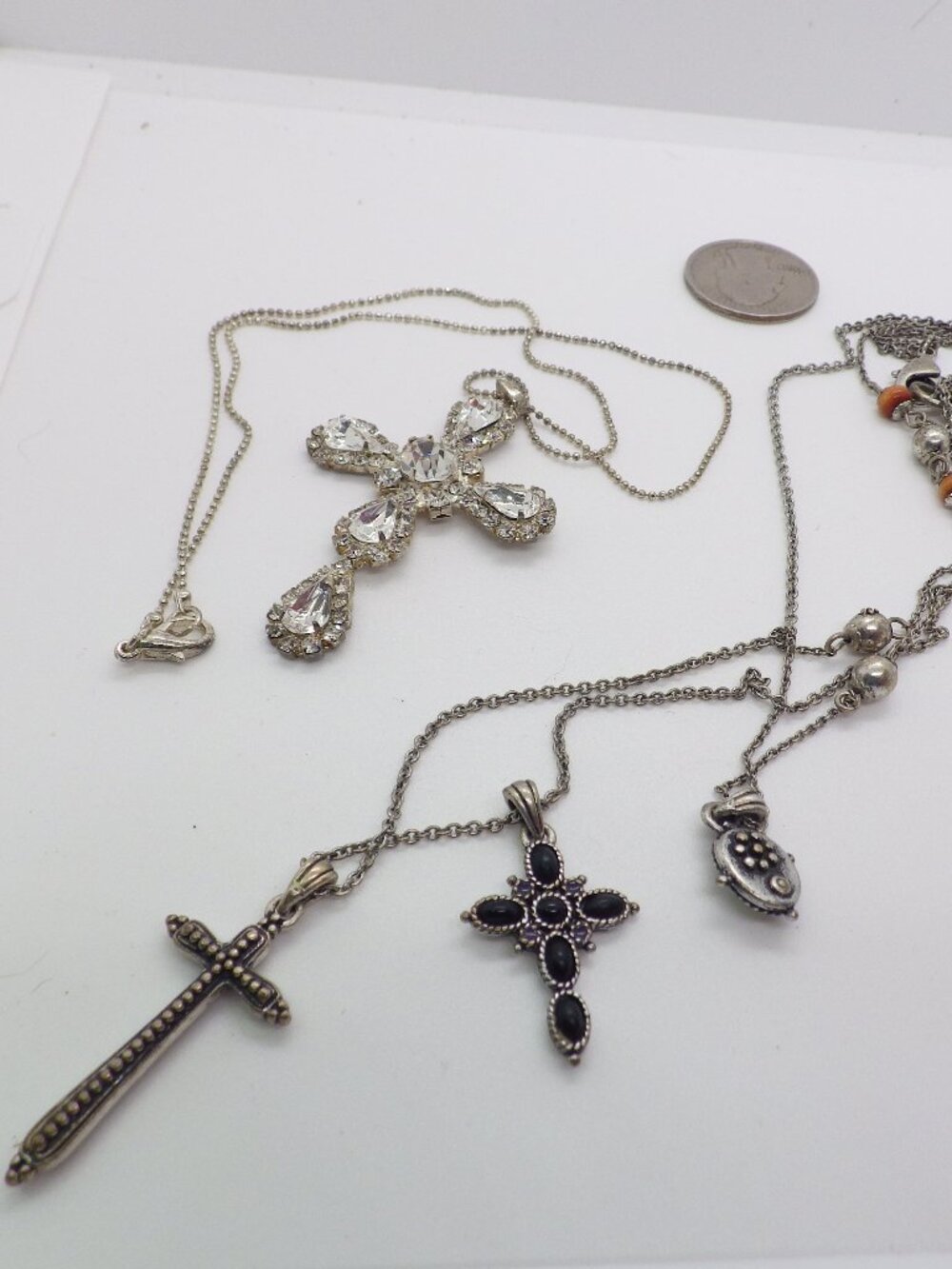 Lot of 2 Cross Necklaces Lucky Brand & Unbranded 801G2